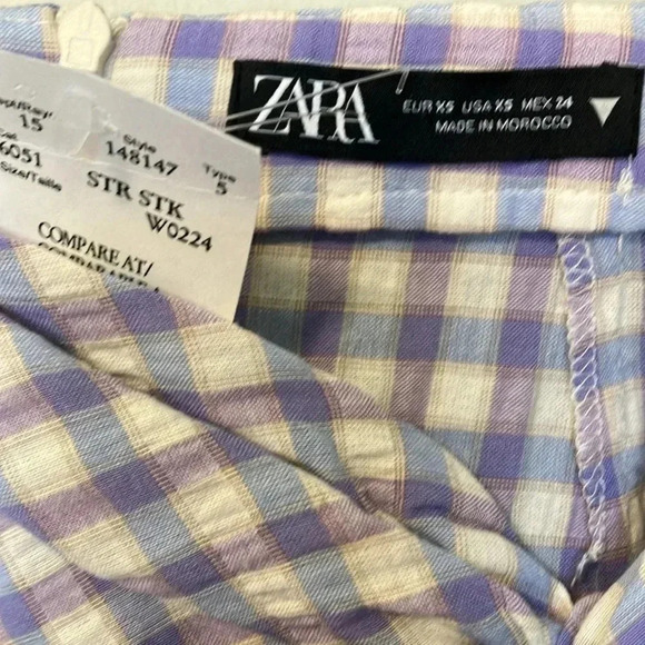 NWT Zara Plaid  Gingham Pastel Twist Front Skirt - Picture 3 of 9